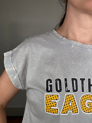 Game Day Crinkle Wash Tee | Goldthwaite Eagles | Light Grey