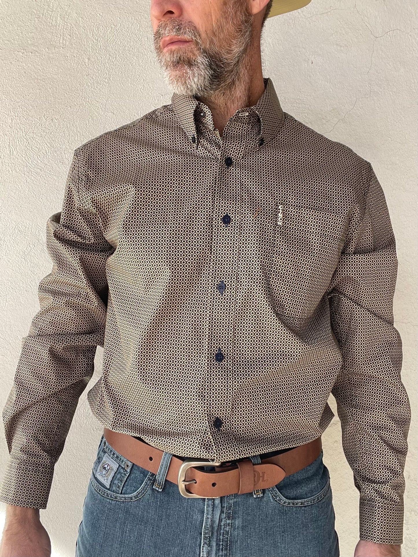 Cinch Mens Solid Long Sleeve Print | Modern | Brown