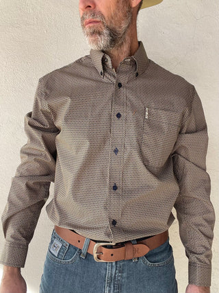 Cinch Modern Fit Mens Solid Long Sleeve Print Brown
