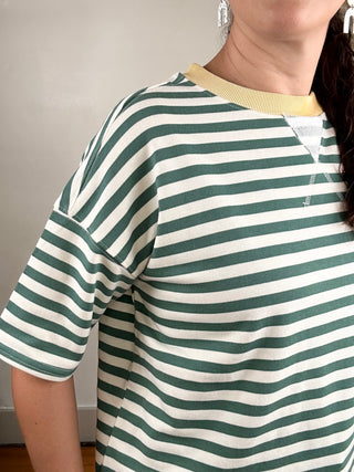 Stipe Color-block Short Sleeve Tee | Green + Yellow