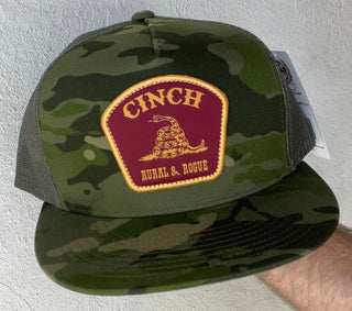Cinch | Mens Cap | Green Camo w/ Maroon + Gold Logo