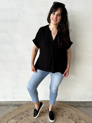 Monica Short Sleeve Top  | Black