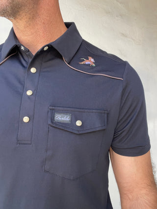 Burlebo | Pearl Snap Performance Polo | Black - Mallards
