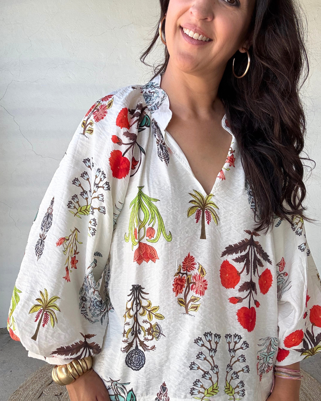 Versailles 3/4 Sleeve Top | Floral Cream Mix