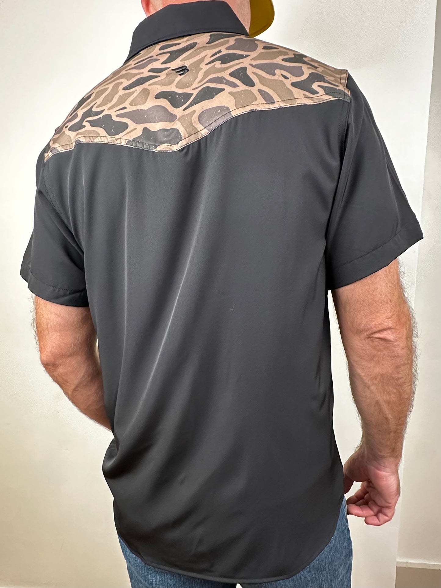 Burlebo | Performance Western Shirt | Deer Szn | Black + Gauge Camo