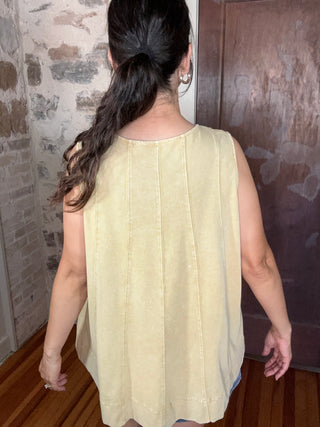 Mineral Washed Sleeveless Top | Dandelion Yellow