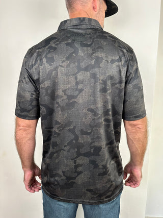 Cinch | ArenaFlex Polo | Black + Deep Green Camo