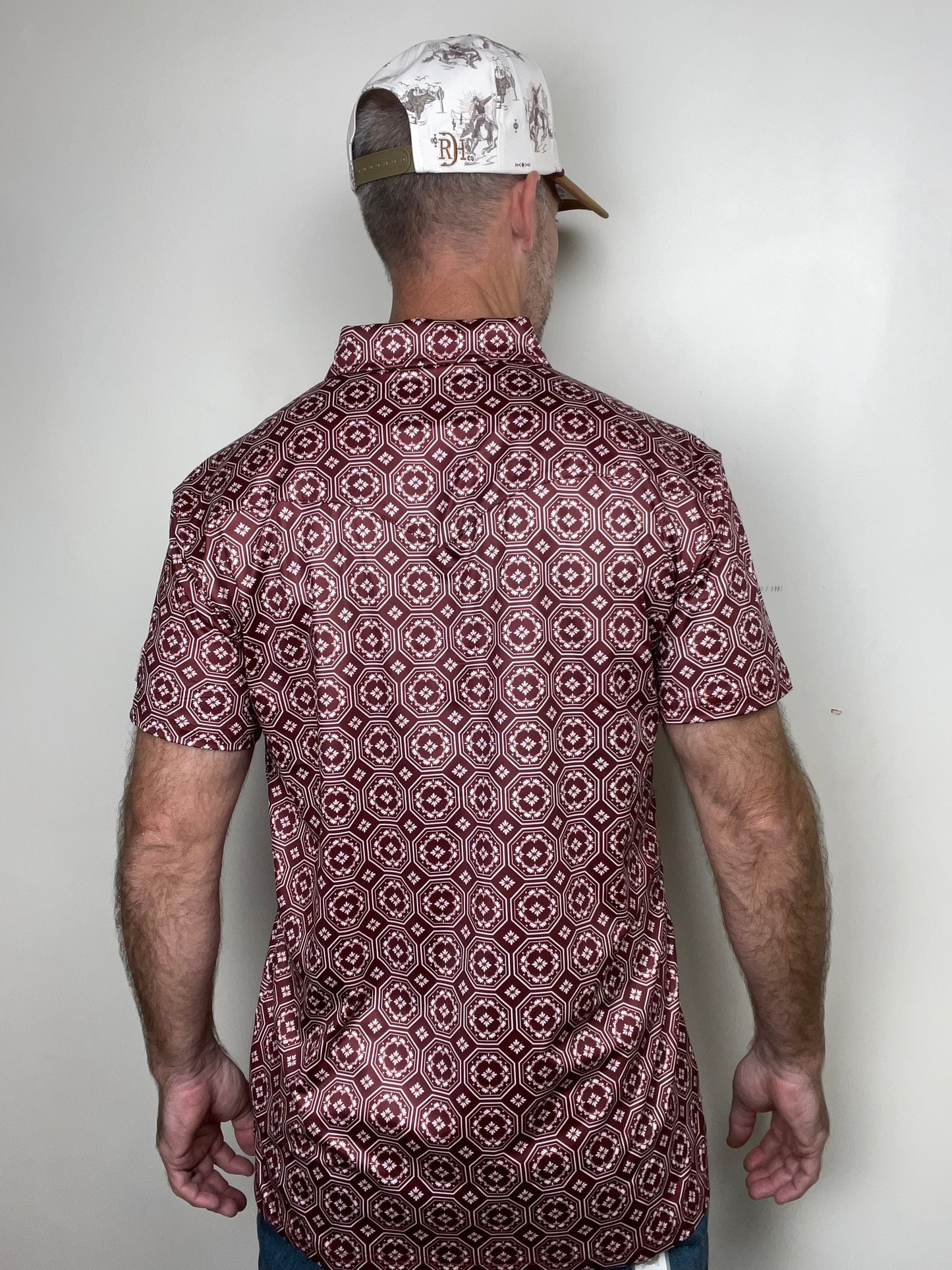 Red Dirt Hat Co. | Short Sleeve Polo | Maroon Floral