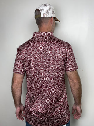 Red Dirt Hat Co. | Short Sleeve Polo | Maroon Floral