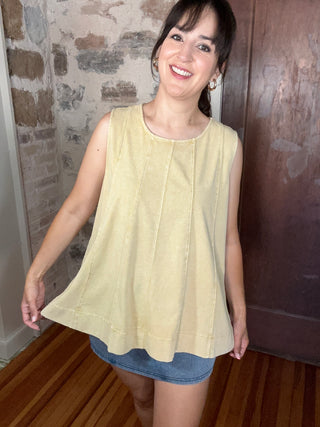 Mineral Washed Sleeveless Top | Dandelion Yellow