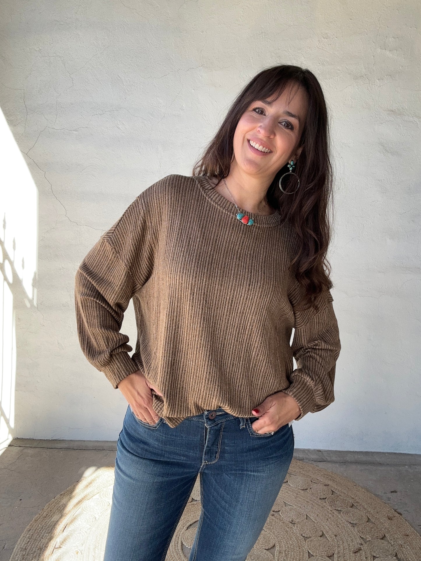 Marley Ribbed Long Sleeve | Brown