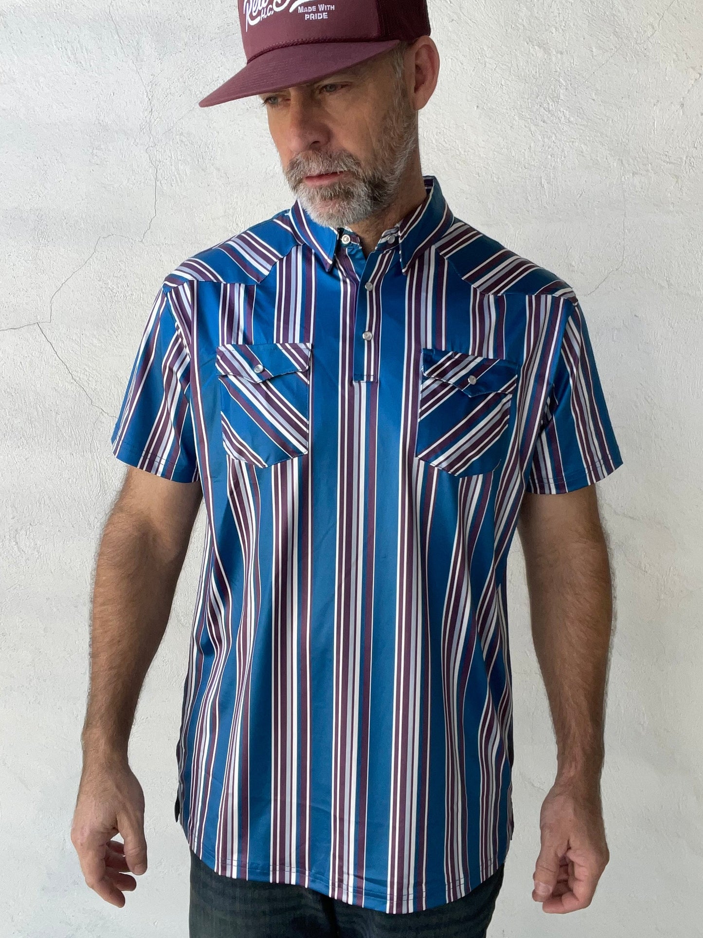 Red Dirt Hat Co. | Short Sleeve Polo | Blue Striped