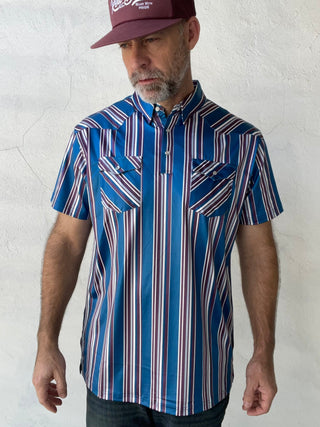 Red Dirt Hat Co. | Short Sleeve Polo | Blue Striped