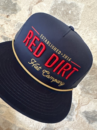 Red Dirt Hat - Papa | Navy Gold Rope