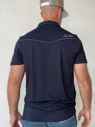 Burlebo | Pearl Snap Performance Polo | Black - Mallards