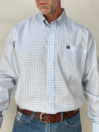 Cinch | Classic Fit | Mens Print Long Sleeve | Light Blue