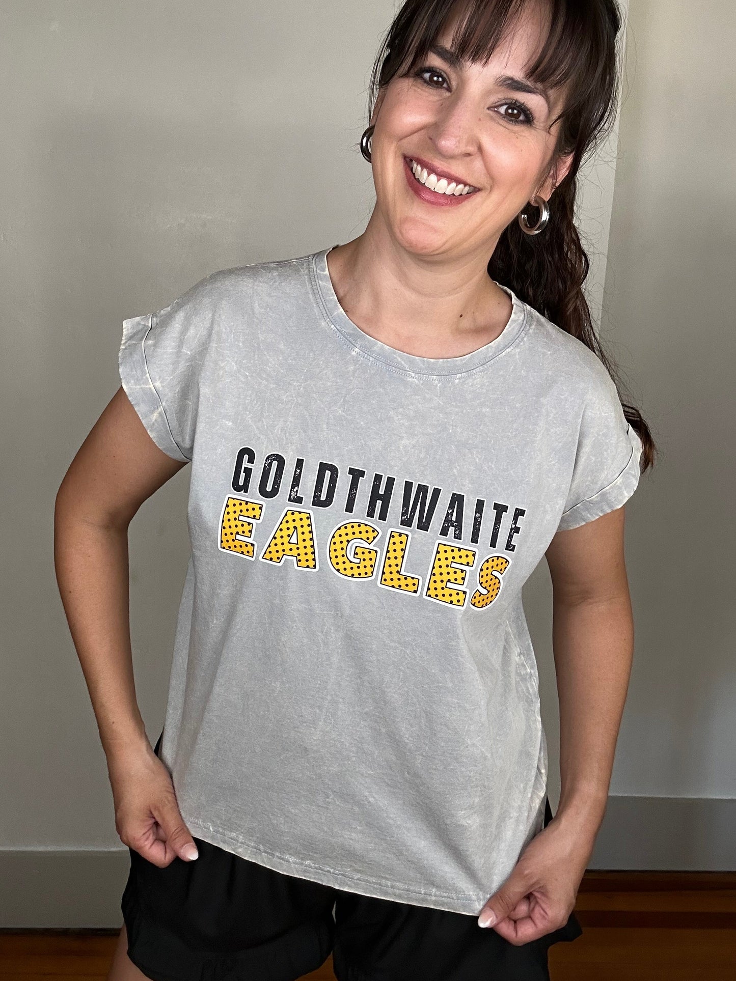 Game Day Crinkle Wash Tee | Goldthwaite Eagles | Light Grey
