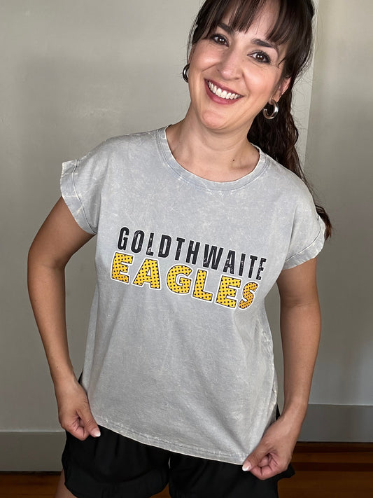 Game Day Crinkle Wash Tee | Goldthwaite Eagles | Light Grey