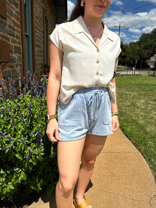 Acid Wash Shorts | Light Blue