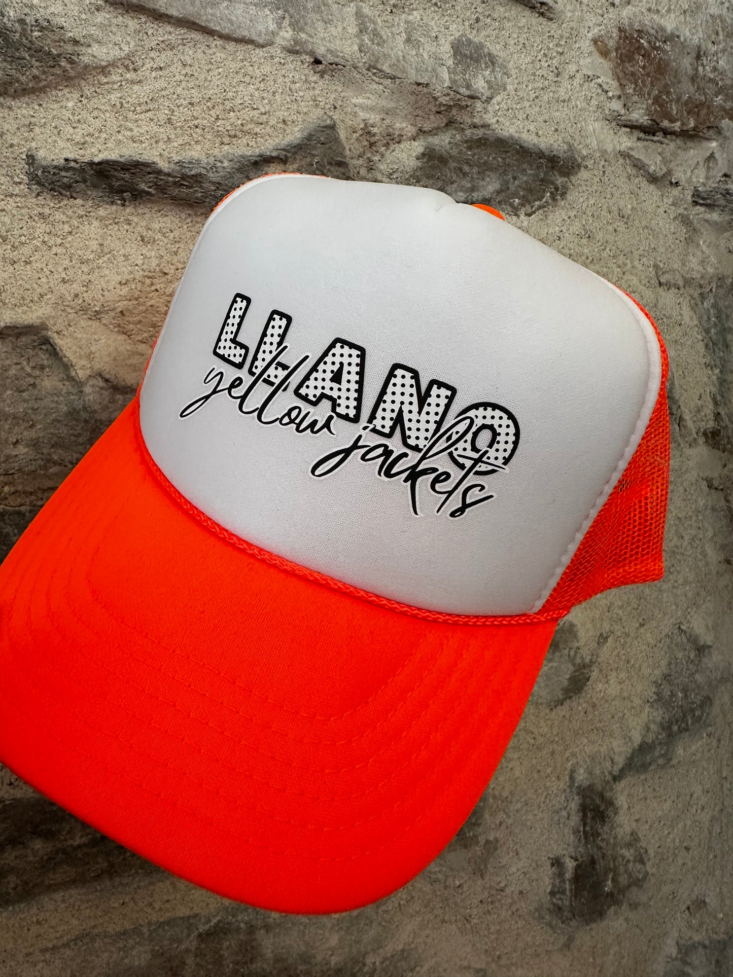 Llano Yellow Jacket Foam Cap | White Front + Neon Orange Back