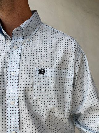 Cinch | Classic Fit | Mens Print Long Sleeve | Light Blue