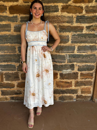 Watercolor Midi Dress | Cream + Multi