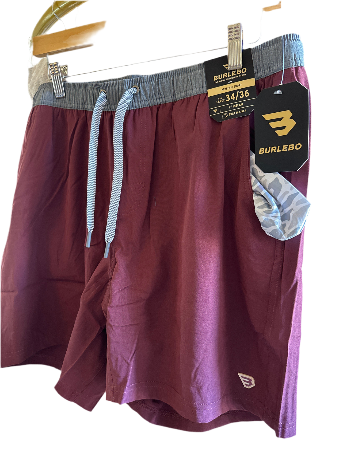 Burlebo | Athletic Short | Maroon White Camo Liner 7" The Original