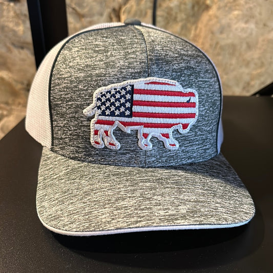 Red Dirt Hat - USA Buffalo | Heather Grey + White