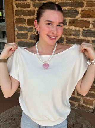 Off-the-Shoulder French Terry Top | Bone