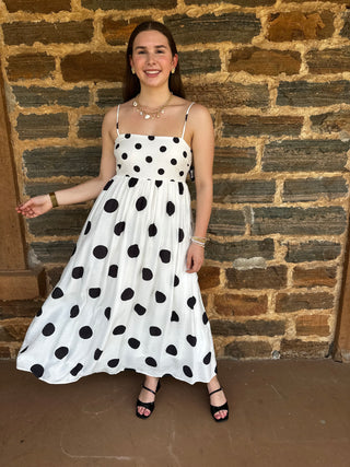 Polka Dot Midi Dress | White + Black