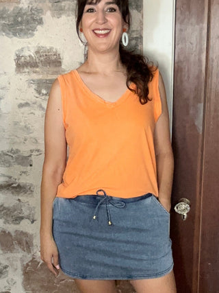 Stretch Denim Inspired Skort | Light Denim