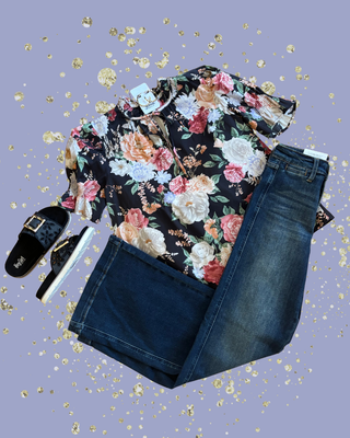 Rose Garden Short Sleeve Top | Black