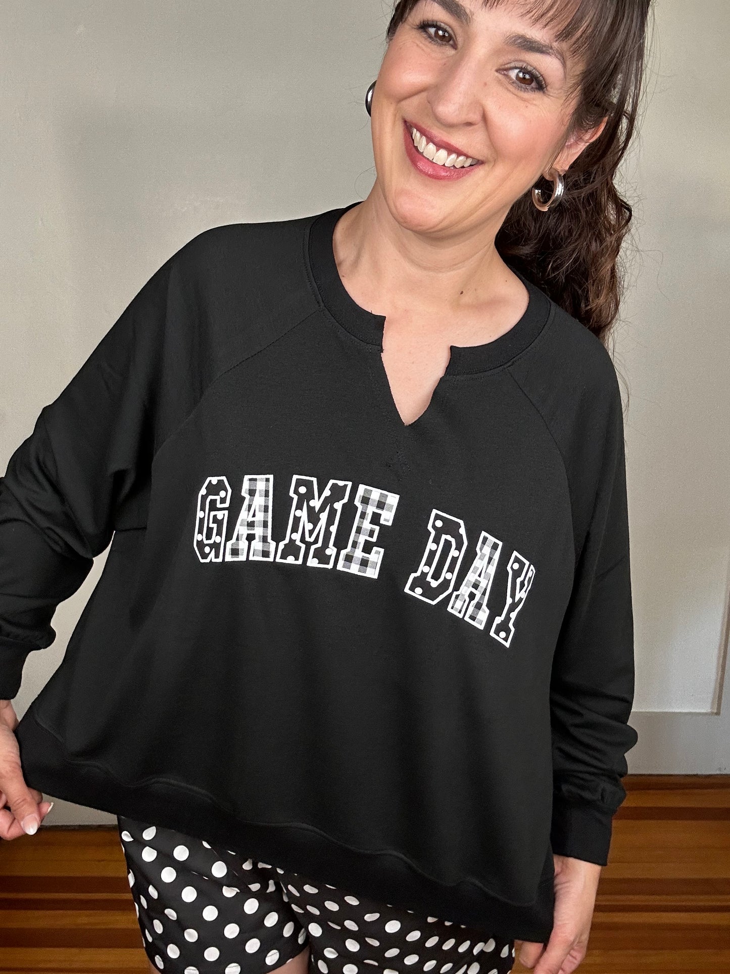 Game Day French Terry Pullover | Black + White