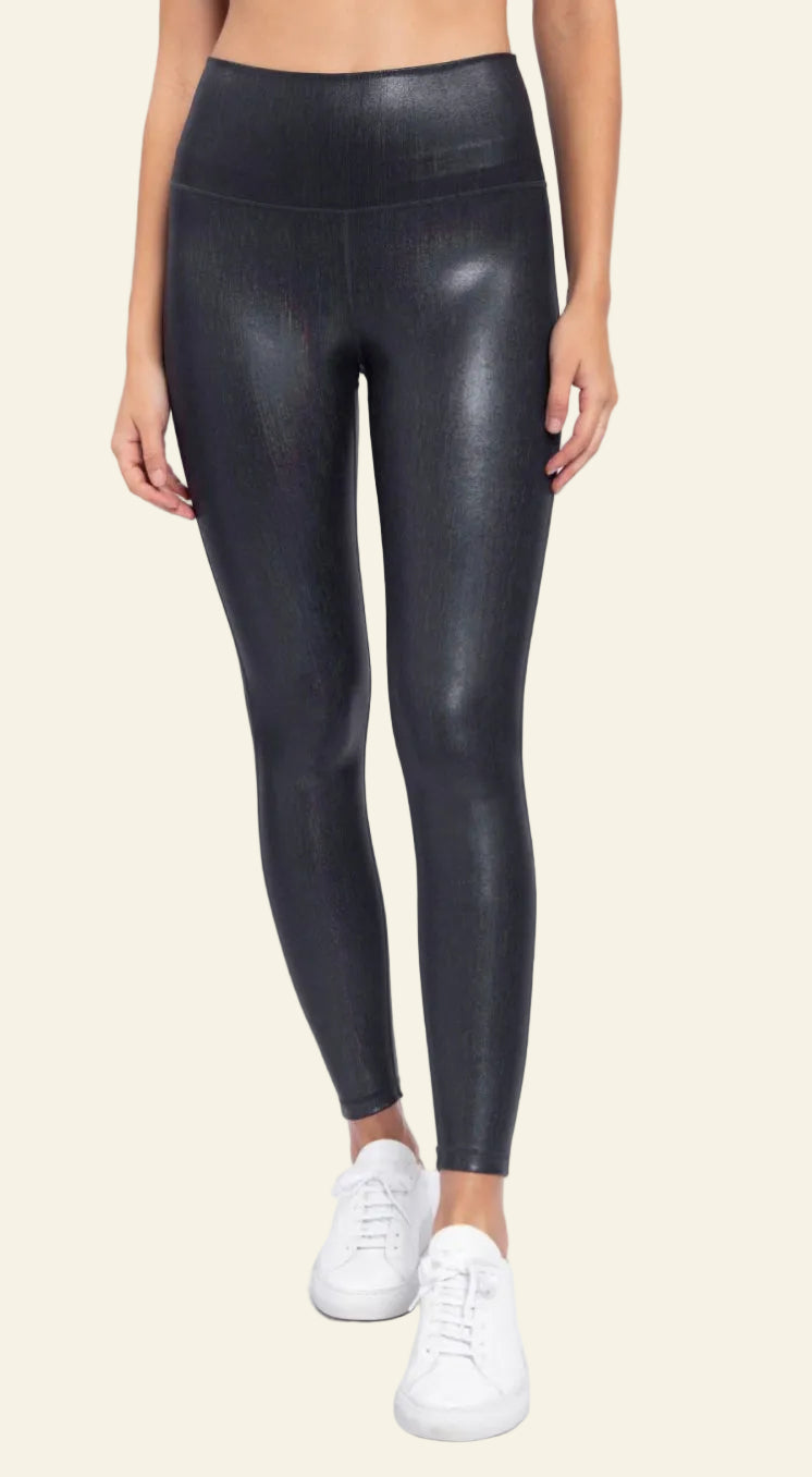 Iridescent Foil High-Waisted Leggings | Black