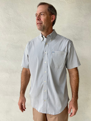 Cinch Classic Fit Stripe ArenaFlex Short Sleeve Light Blue