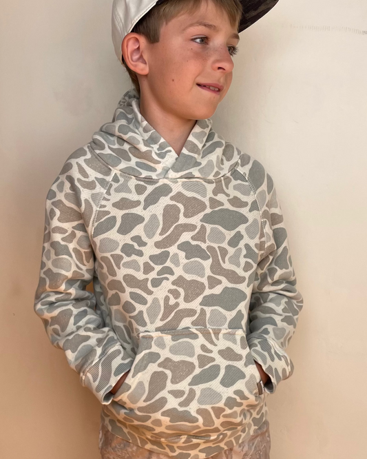 Burlebo | YOUTH | Vintage Washed Fleece Hoodie | Classic Deer Camo