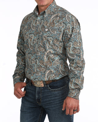Cinch Mens Print Long Sleeve | Paisley Print | Blue