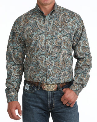 Cinch Mens Print Long Sleeve | Paisley Print | Blue