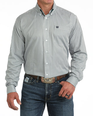 Cinch Mens Print Long Sleeve | Stripe Print | Blue
