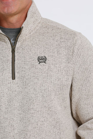 CINCH Mens 1/4 Zip Sweater in Heather Cream