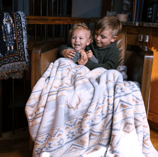 Burlebo Fireside Blanket | One Size 60” x 70” | Whitetail Aztec Cream