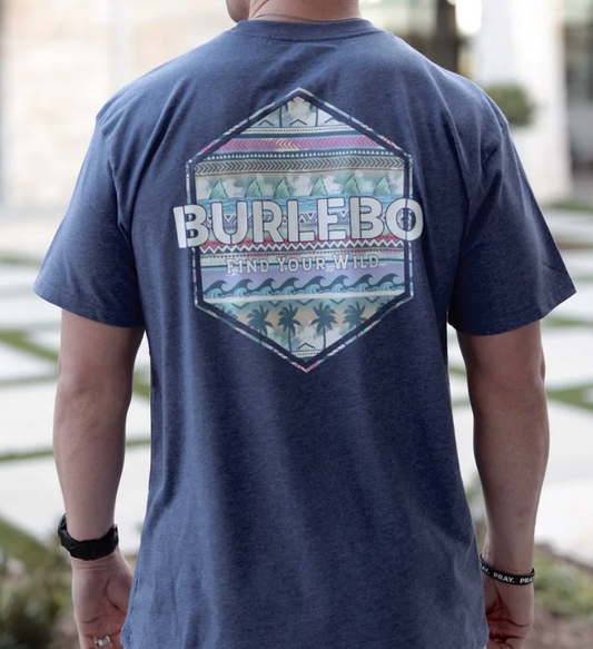 Burlebo | Palms and Fins Logo Tee | Heather Navy