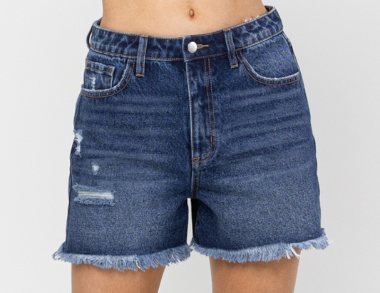 High Rise Mom Shorts | Dark Denim