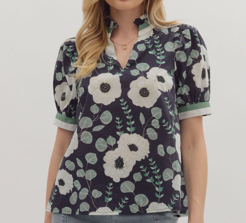 Viviana Short Sleeve Top | Navy