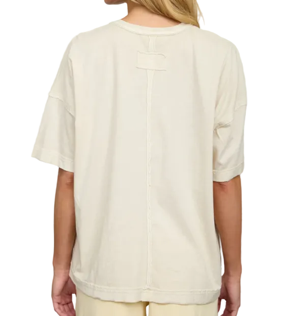 Washed + Exposed Seam Tee | Khaki