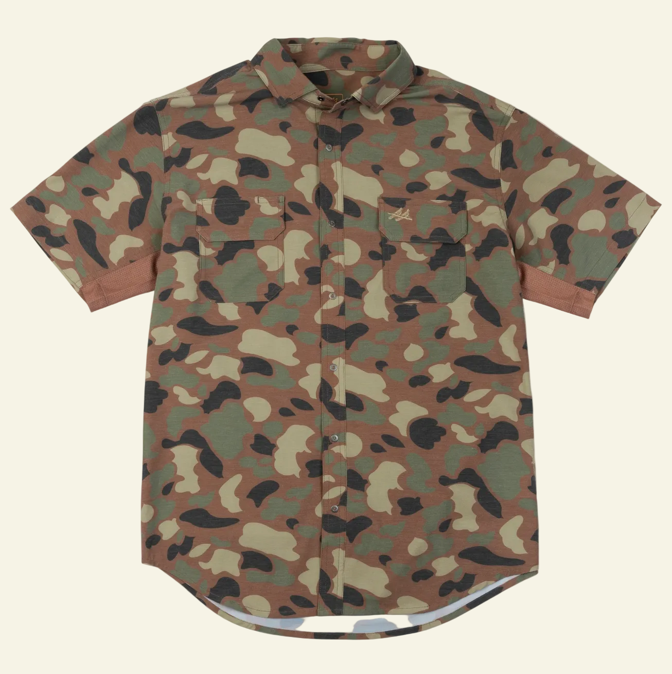 Camo short sleeve shirt for men one acream background